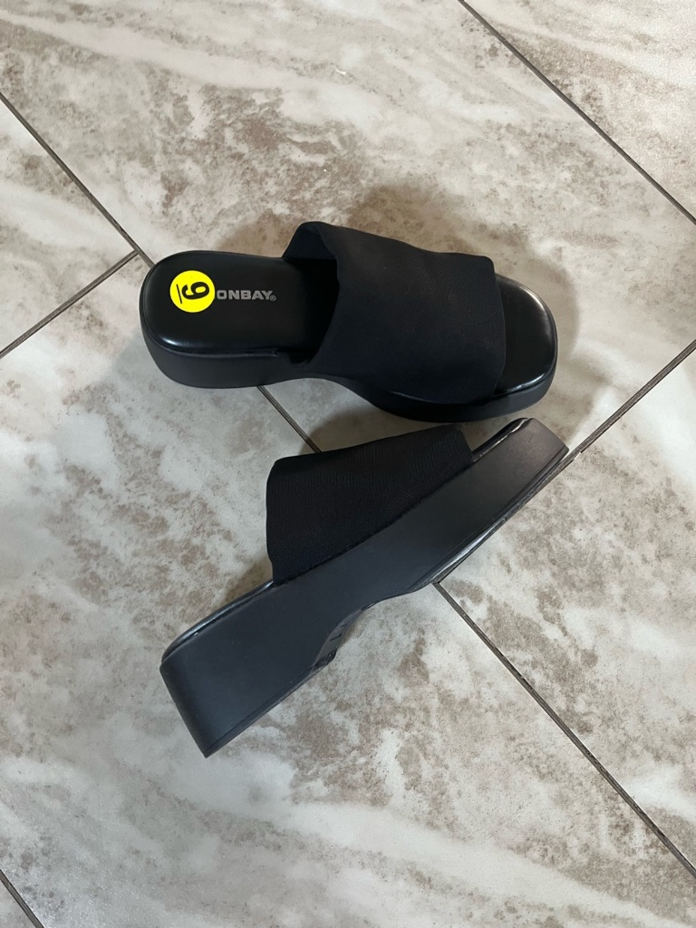 UNIONBAY Black Wide-Band Slide Sandals for Women